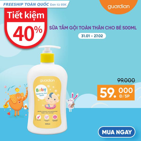 Sữa Tắm Gội Toàn Thân Cho Bé Guardian Baby Head To Toe Wash 500ml