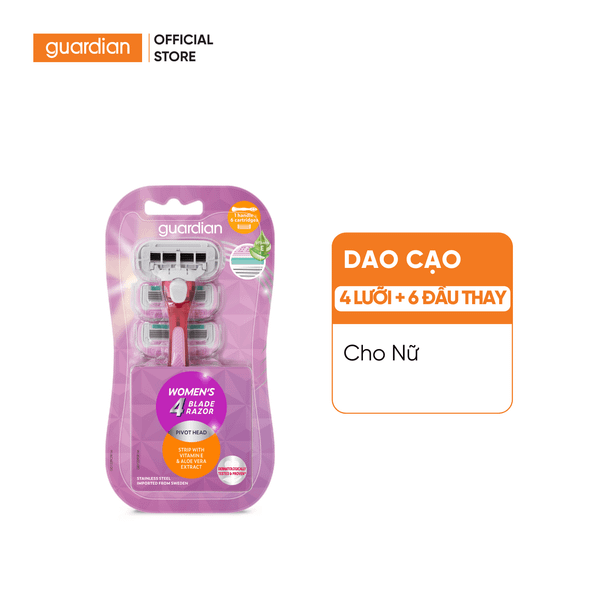 Dao Cạo 4 Lưỡi Cho Nữ Guardian Women’S 4 Blade Razor Kèm 6 Đầu Thay