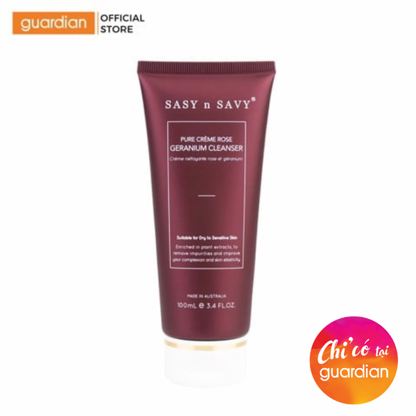 Sữa Rửa Mặt Dạng Kem Tinh Chất Hoa Phong Lữ Sasy N Savy Pure Creme Rose Geranium Cleaner 100Ml