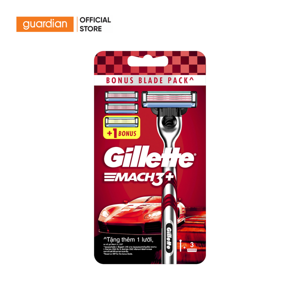 Dao Cạo Râu 3 Lưỡi Gillette Mach3+ Red (Kèm 3 Lưỡi Dao Thay Thế)