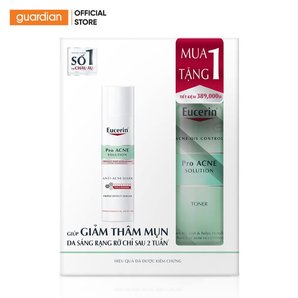 Set Tinh Chất Giảm Thâm Mụn Làm Hỗ Trợ Sáng Da Pro Acne Anti-Acne Mark Eucerin 40Ml + Nước Cân Bằng Cho Da Nhờn Mụn Pro Acne Eucerin 200Ml