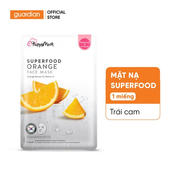 Mặt Nạ Hỗ Trợ Sáng Da Happy Mask Superfood Orange Face Mask Orange Extract & Vitamin C Chiết Xuất Cam 25Ml