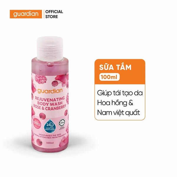 Sữa Tắm Giúp Tái Tạo Da Guardian Rejuvenating Rose & Cranberry Body Wash Hoa Hồng & Nam Việt Quất 100Ml
