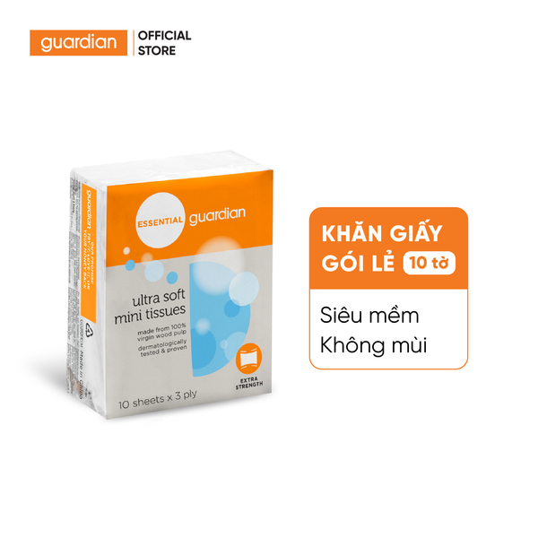 Khăn Giấy Gói Lẻ Guardian Siêu Mềm Không Mùi 10 Tờ