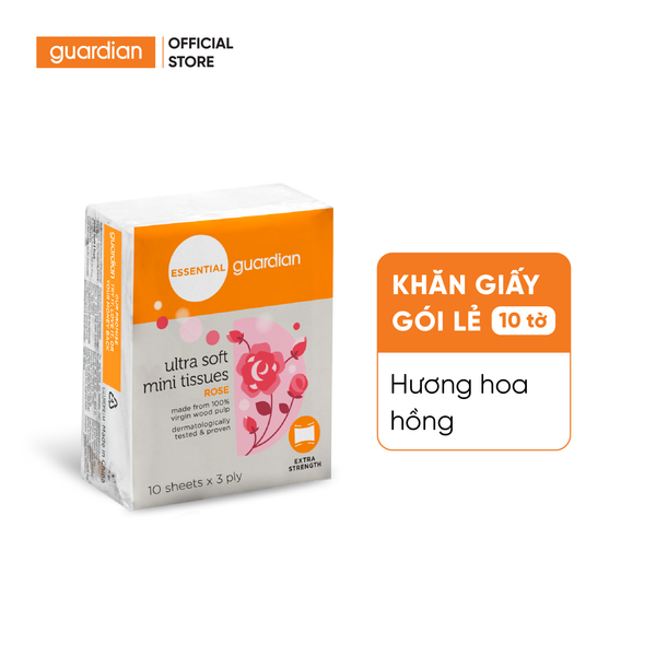 Khăn Giấy Gói Lẻ Guardian Hương Hoa Hồng 10 Tờ