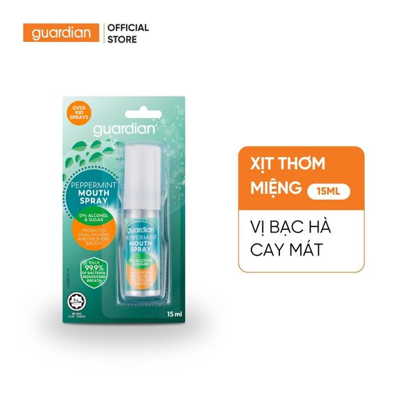 Xịt Thơm Miệng Guardian Peppermint Mouth Spray Vị Bạc Hà Cay Mát 15ml