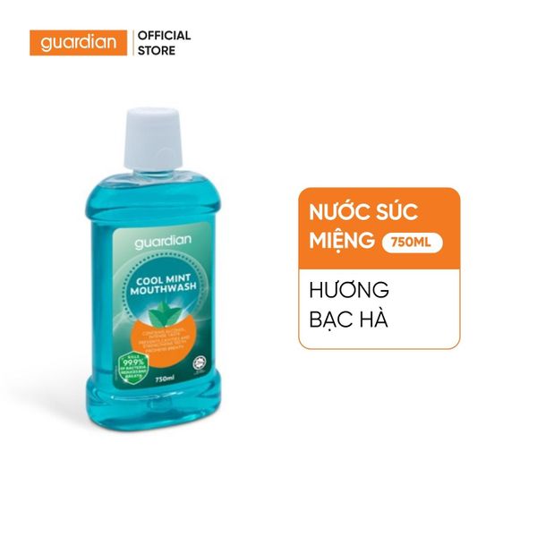 Nước Súc Miệng Guardian Cool Mint Mouth Wash Vị Bạc Hà 750ml
