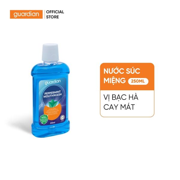 Nước Súc Miệng Guardian Peppermint Mouth Wash Vị Bạc Hà Cay Mát 250ml