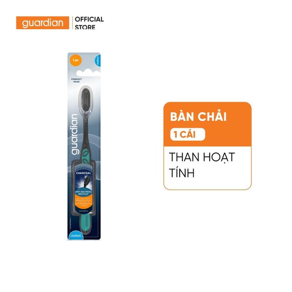 Bàn Chải Đánh Răng Than Hoạt Tính Kháng Khuẩn Guardian Antibacterial Charcoal Toothbrush Medium Cứng Vừa 1 Cây