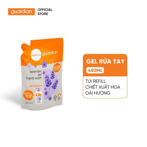 Túi Refill Gel Rửa Tay Tươi Mát Guardian Chiết Xuất Hoa Oải Hương 450ml