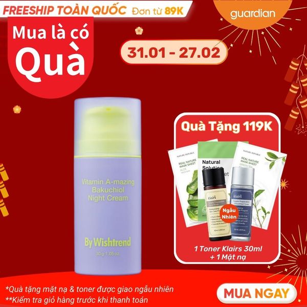 Kem Dưỡng Da Ban Đêm By Wishtrend Vitamin A-Mazing Bakuchiol Night Cream 30G