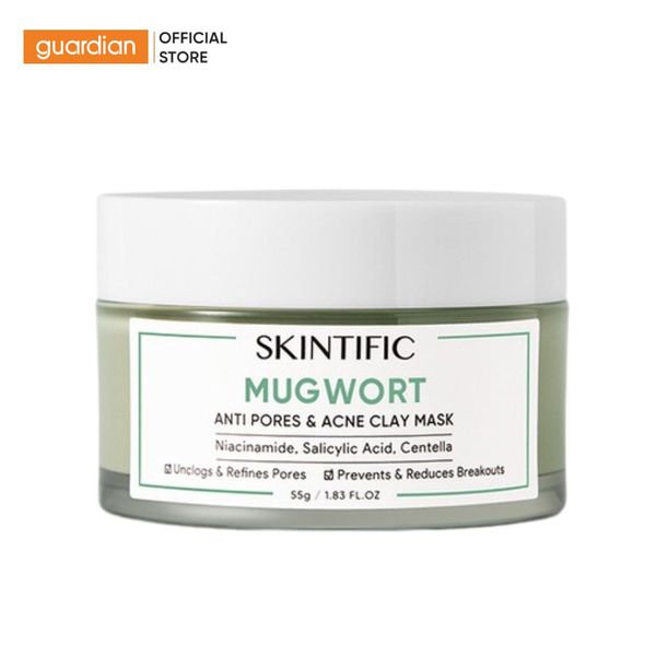 Mặt Nạ Đất Sét Hỗ Trợ Giảm Mụn Skintific Chiết Xuất Ngải Cứu 55gr