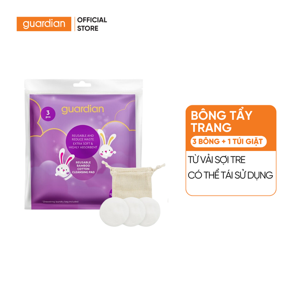 Bông Tẩy Trang Có Thể Tái Sử Dụng Guardian Reusable Bamboo Cotton Cleansing Pad Làm Từ Vải Sợi Tre 3 Miếng