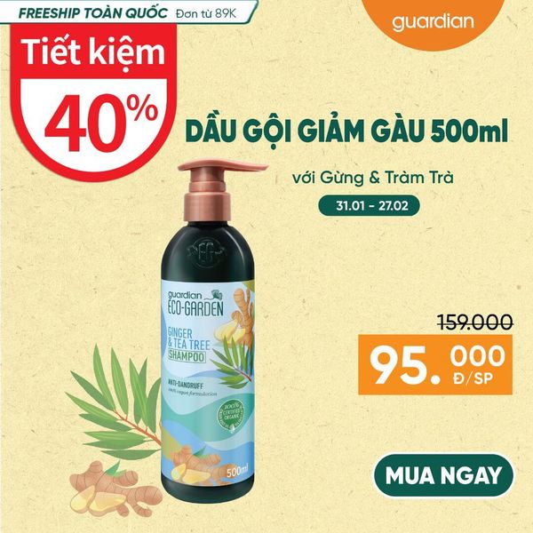 Dầu Gội Giúp Giảm Gàu Eco Garden Ginger & Tea Tree Anti-Dandruff Shampoo Chiết Xuất Từ Gừng Và Tràm Trà 500ml