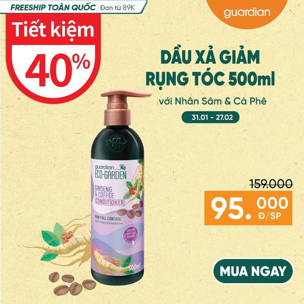 Dầu Xả Giúp Giảm Rụng Tóc Eco Garden Ginseng & Coffee Hair Fall Control Conditioner Chiết Xuất Từ Nhân Sâm Và Cà Phê 500ml