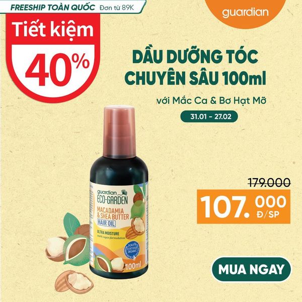 Dầu Dưỡng Tóc Dưỡng Ẩm Chuyên Sâu Eco Garden Macadamia & Shea Butter Ultra Moisture Hair Oil Chiết Xuất Từ Hạt Mắc Ca Và Bơ Hạt Mỡ 100ml