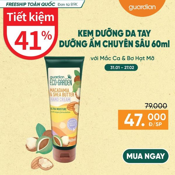 Kem Dưỡng Da Tay Giúp Dưỡng Ẩm Chuyên Sâu Eco Garden Macadamia & Shea Butter Ultra Moisture Hand Cream Chiết Xuất Từ Hạt Mắc Ca Và Bơ Hạt Mỡ 60ml