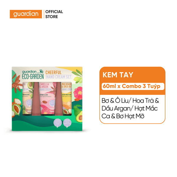 Combo 3 Sản Phẩm Kem Dưỡng Da Tay Eco Garden Nuôi Dưỡng Da Tay Mềm Mại, Chăm Sóc Da Tay Hư Tổn, Dưỡng Ẩm Chuyên Sâu 60ml X 3 Tuýp