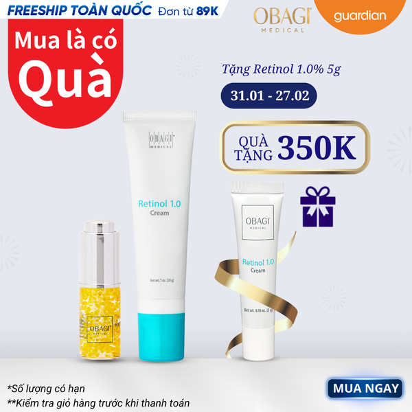 [Tặng Serum Dưỡng Ẩm OBAGI Hydro-Drop 5ml] Kem Dưỡng Làm Chậm Lão Hóa & Tái Tạo Da OBAGI Retinol 1.0 28gr