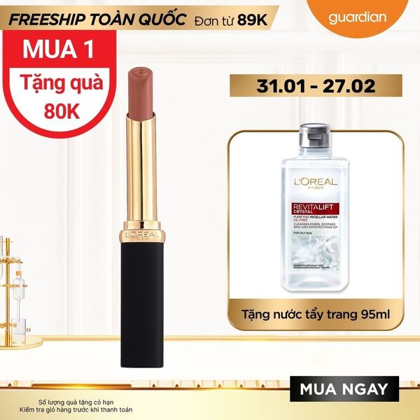 Son Lì 16H, Mịn Mờ Chuẩn Màu, Môi Mềm Căng Mướt L’Oreal Paris Color Riche Intense Volume Matte #610 Light Olong Trà Sữa 2g