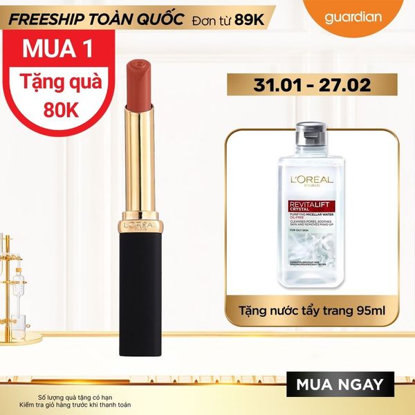 Son Lì 16H, Mịn Mờ Chuẩn Màu, Môi Mềm Căng Mướt L’Oreal Paris Color Riche Intense Volume Matte #614 Sweet Papaya Cam Đào 2g