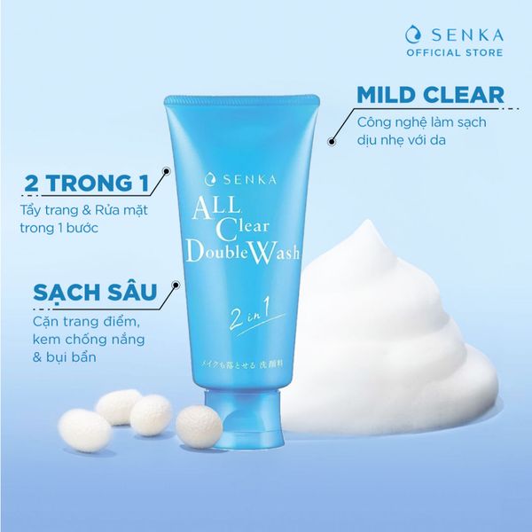  Sữa Rửa Mặt Tẩy Trang Senka All Clear Double Wash 2 In 1 120Gr 