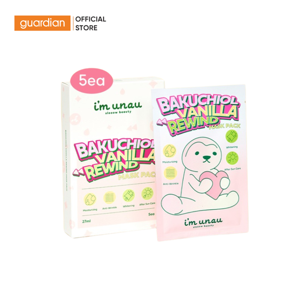 Mặt Nạ Dưỡng Ẩm Và Hỗ Trợ Sáng Da I'm Unau Slooow Beauty Bakuchiol Vanilla Rewind Mask Pack 27ml