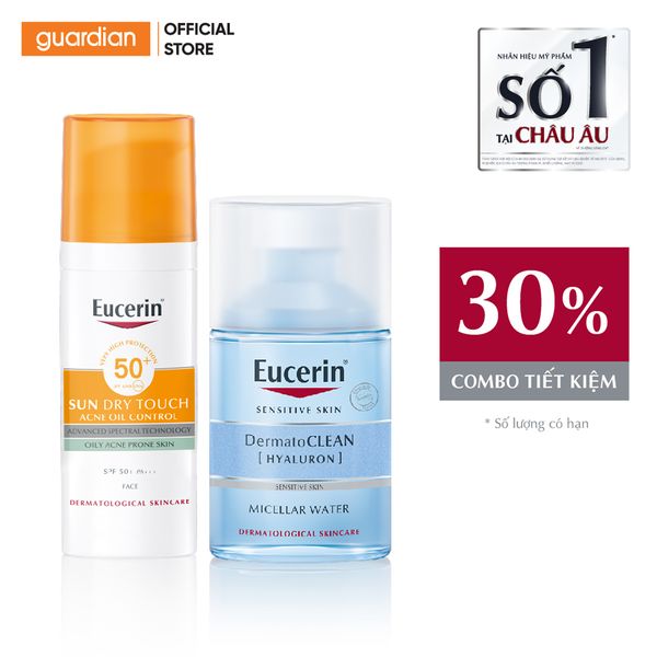 Combo Kem Chống Nắng Eucerin 50Ml & Nước Tẩy Trang Eucerin 3In1 100Ml