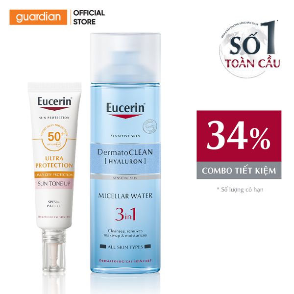 Combo Eucerin Kem Chống Nắng Nâng Tông Dưỡng Hỗ Trợ Sáng Da 30Ml + Tẩy Trang 3In1 200Ml