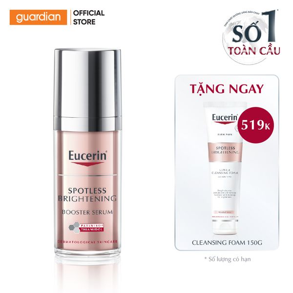 Combo Tinh Chất Giảm Thâm Nám, Dưỡng Sáng Da Eucerin Spotless Brightening Booster Serum 30mll VàTặng Sữa Rửa Mặt Dưỡng Sáng Da Eucerin Gentle Cleansing Foam 150gr