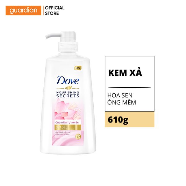 Kem Xả Óng Mềm Tự Nhiên Dove Nourishing Secrets Từ Hoa Sen Và Nước Gạo Nhật 610gr