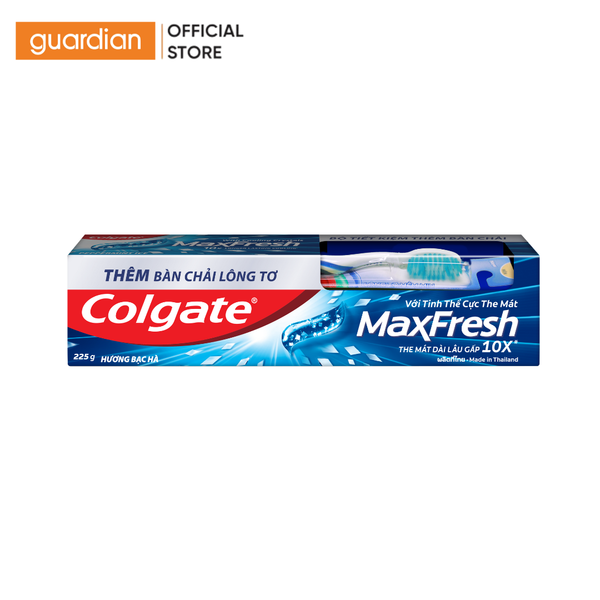 Kem Đánh Răng Colgate Maxfresh Bạc Hà 225Gr (Tặng Kèm Bàn Chải Đánh Răng)