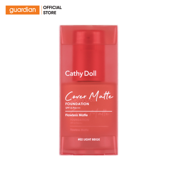 Kem Nền Cathy Doll Cover Matte Foundation SPF15 PA +++ #02 Light Beige Da Trắng 30Gr