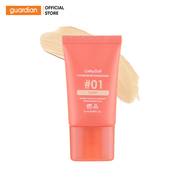 Kem Nền Mịn Lì Cathy Doll Cover Matte Foundation SPF15 PA+++ #01 Ivory - Da Trắng Hồng 15Ml