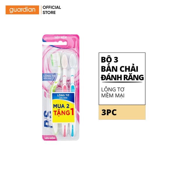 Bộ 3 Bàn Chải Đánh Răng Lông Tơ Mềm Mại Siêu Mảnh P/S - Nguyên Bộ