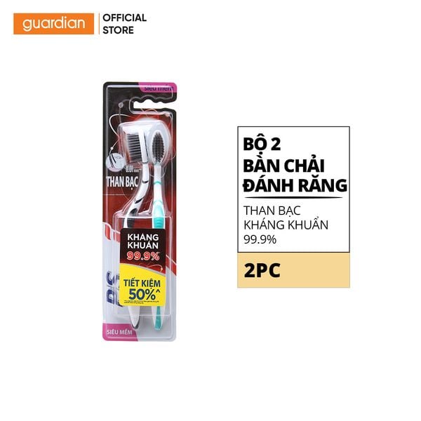 Bộ Đôi Bàn Chải Đánh Răng Than Bạc Siêu Mềm P/S