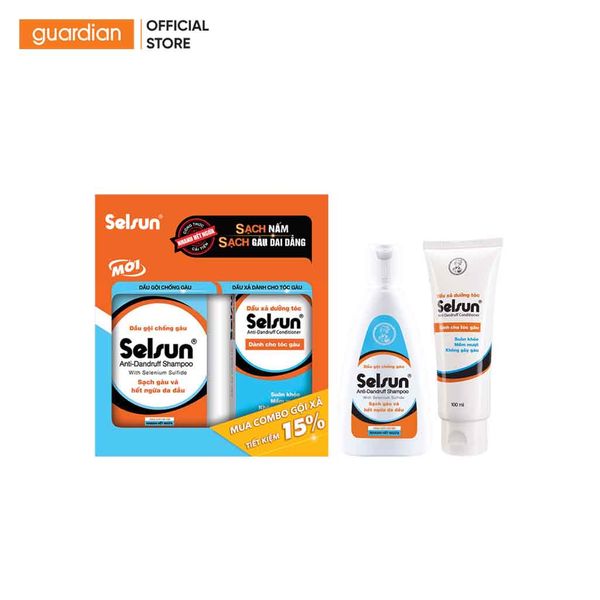 Combo Dầu Gội Và Dầu Xả Giảm Gàu, Dưỡng Tóc Selsun Anti-Dandruff 100Ml