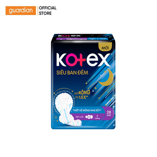 Băng Vệ Sinh Kotex Style Siêu Ban Đêm Mặt Lưới Cánh 28Cm 4 Miếng