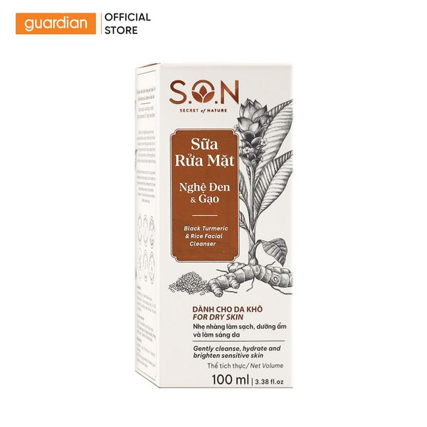 Sữa Rửa Mặt S.O.N Nghệ Đen & Gạo 100Ml