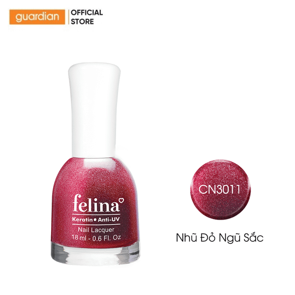 Sơn Móng Tay Felina CN3011 Nhũ Đỏ Ngũ Sắc 18ml