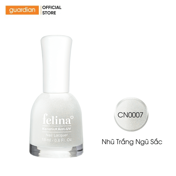Sơn Móng Tay Felina CN0007 Nhũ Trắng Ngũ Sắc 18ml