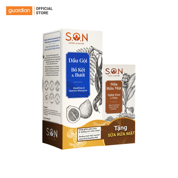 Dầu Gội Bồ Kết Bưởi S.O.N 250ml Tặng Sữa Rửa Mặt Nghệ Đen S.O.N 100ml