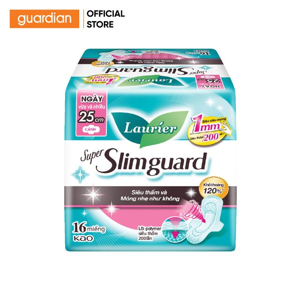 Băng Vệ Sinh Laurier Super Slimguard Siêu Mỏng 25Cm 16 Miếng