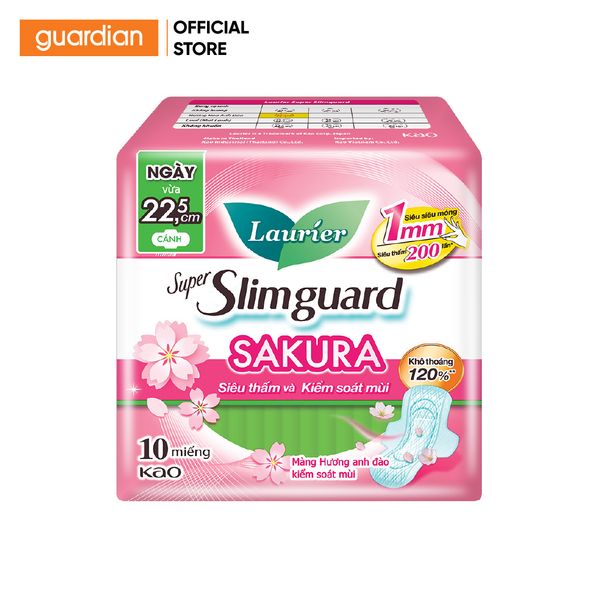 Băng Vệ Sinh Laurier Siêu Mỏng Bảo Vệ Hương Anh Đào 22,5Cm 10 Miếng