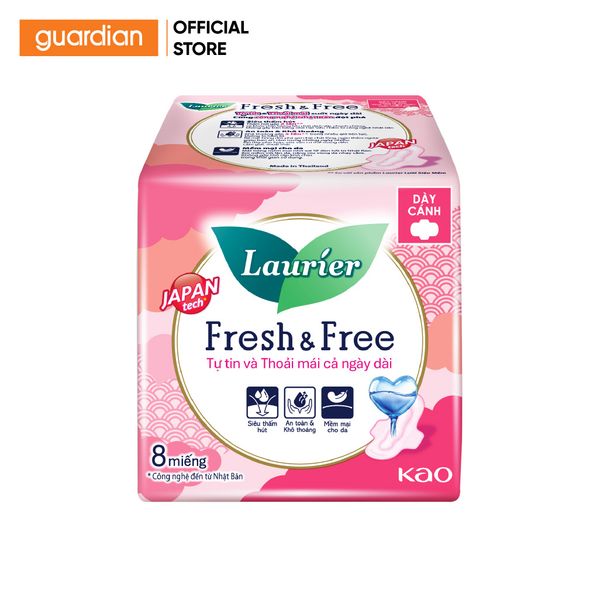 Băng Vệ Sinh Laurier Dày Cánh Fresh & Free 08 Miếng