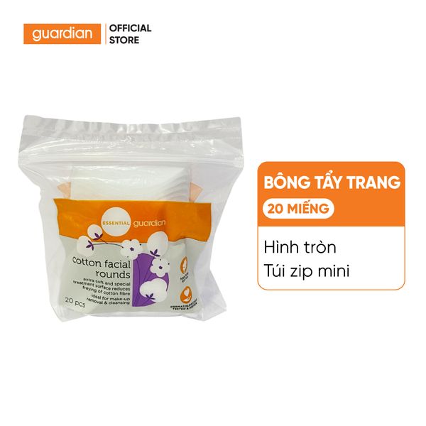 Bông Tẩy Trang Hình Tròn Guardian Facial Round Túi Zip 20 Miếng (Zip Lock Bag)