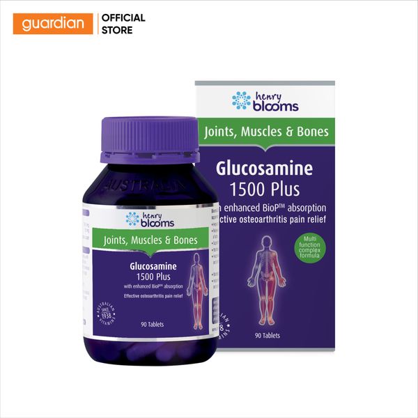 Thực Phẩm Bảo Vệ Sức Khỏe Glucosamine 1500 Plus Henry Blooms Hỗ Trợ Tăng Tiết Dịch Khớp, Bảo Vệ Màng Sụn Khớp 90 Viên