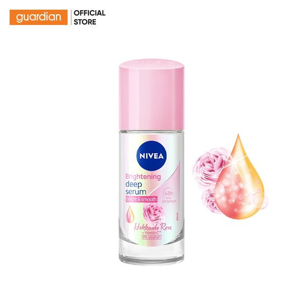 Lăn Ngăn Mùi Serum Trắng Mịn Hương Hoa Hồng Hokkaido Nivea 40Ml