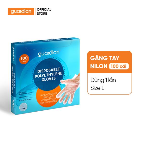 Găng Tay Nilon Guardian Polyethylene Gloves Size L 100 Cái