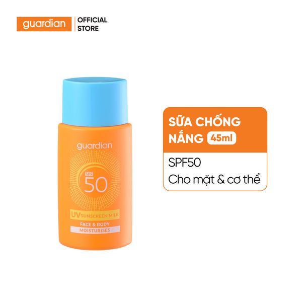 Sữa Chống Nắng Dưỡng Ẩm Guardian Face & Body Uv Suncreen Milk Spf50 Moisturises Cho Mặt Và Cơ Thể 45ml